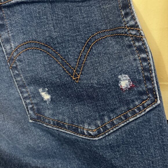 Levi's Jeans Womens 29 Blue Wedgie Skinny Button Fly High Rise Sashiko Mends - Picture 5 of 6